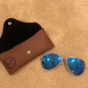 Blue Reflective Ray Bans With Case